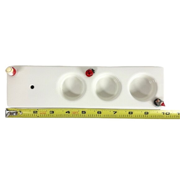 Nora Fleming Pearl Dot White Triple Tea light Votive Candle Holder Retired - Picture 7 of 7